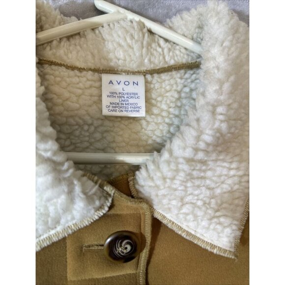Women’s Avon Penny Lane Coat Tan Sherpa Lined Size Large - Picture 7 of 11